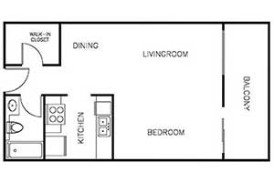 Studio 518 Sqft floor plan