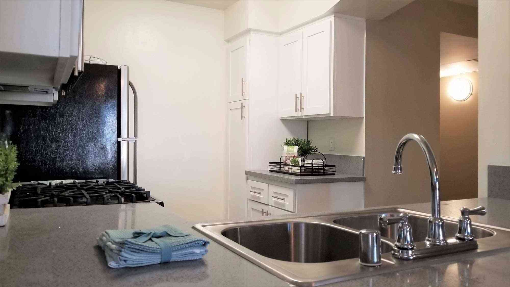 kitchen counter and sink perspective