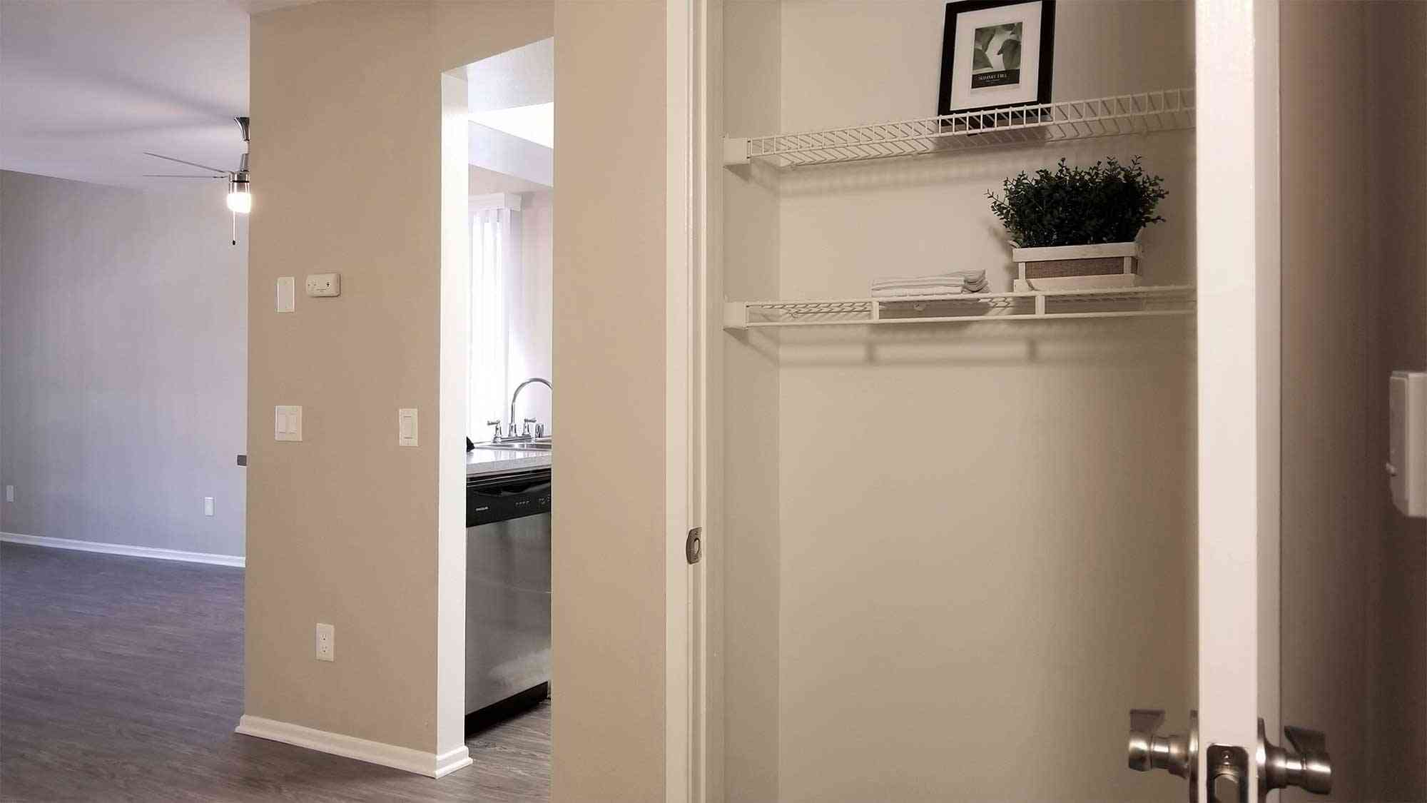 storage closet view looking towards kitchen