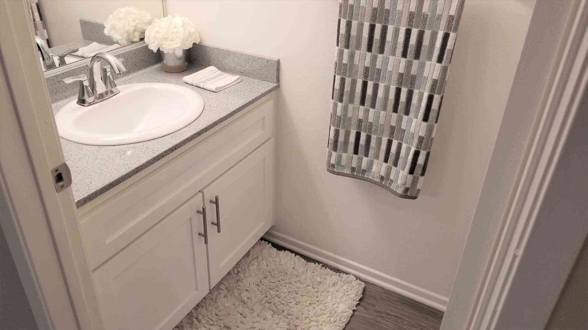 modern bathroom sink and vanity detail